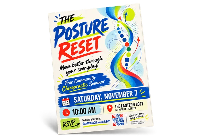 Free community chiropractic seminar self-mailer