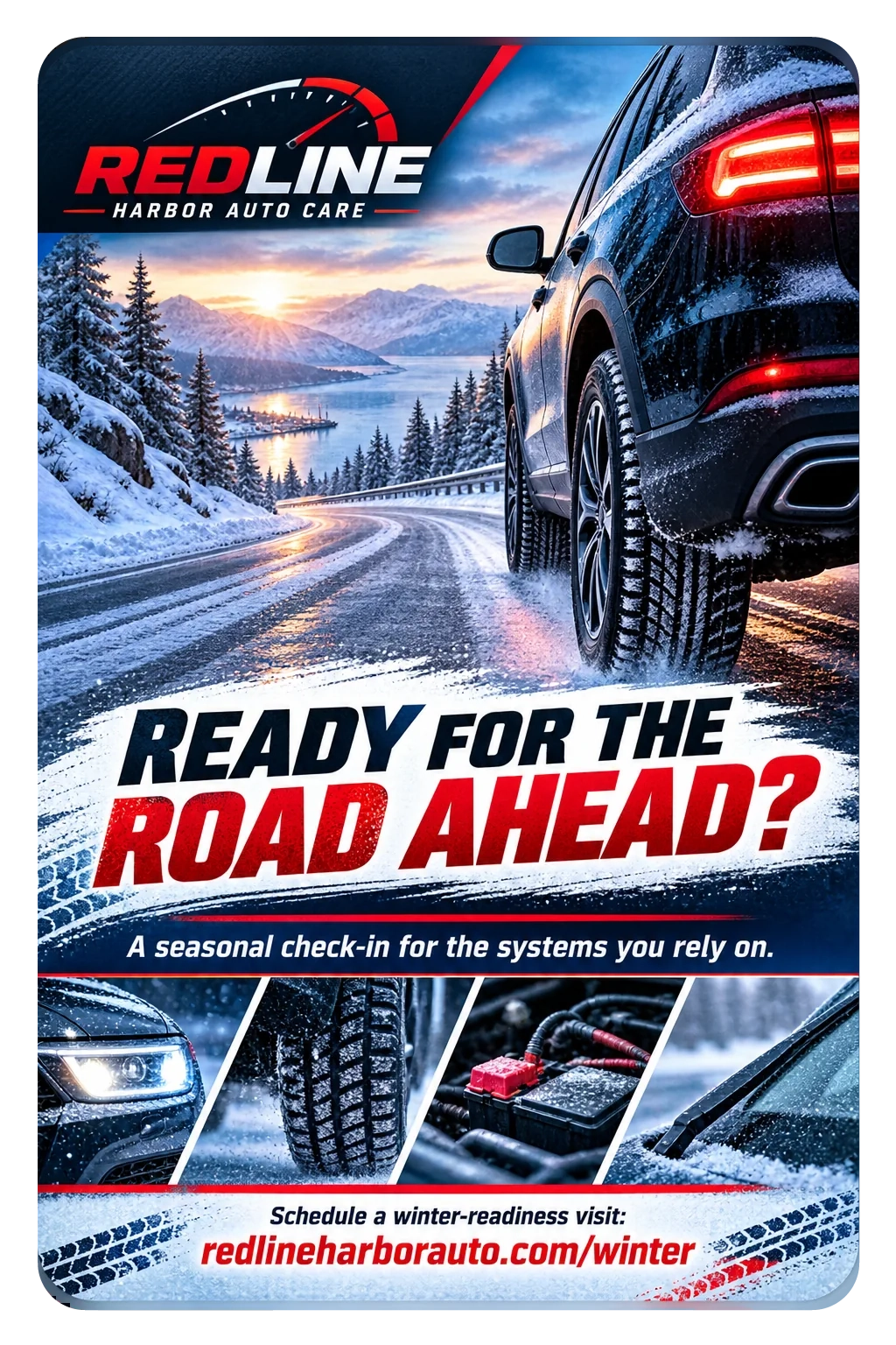 Winter-readiness postcard: ready for the road ahead, a seasonal check-in for the systems you rely on.