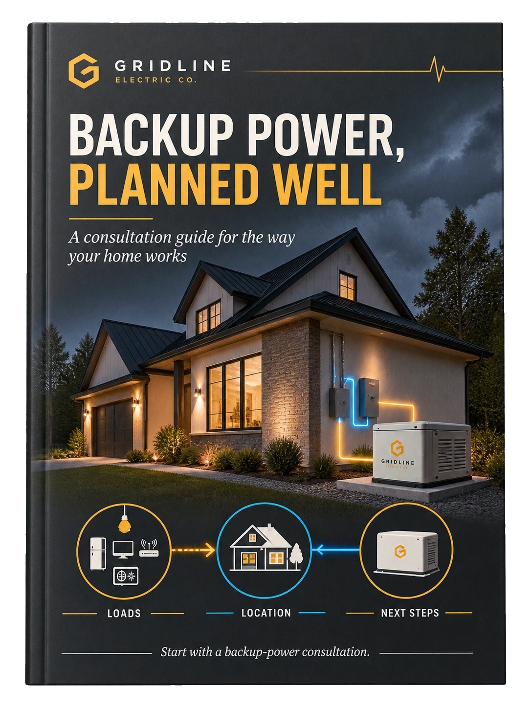 Backup-power consultation booklet: loads, location, next steps.