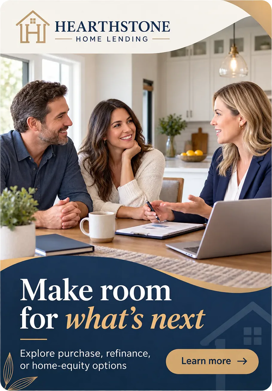 Home-financing feed unit: make room for what’s next, explore purchase, refinance, or home-equity options, and learn more.