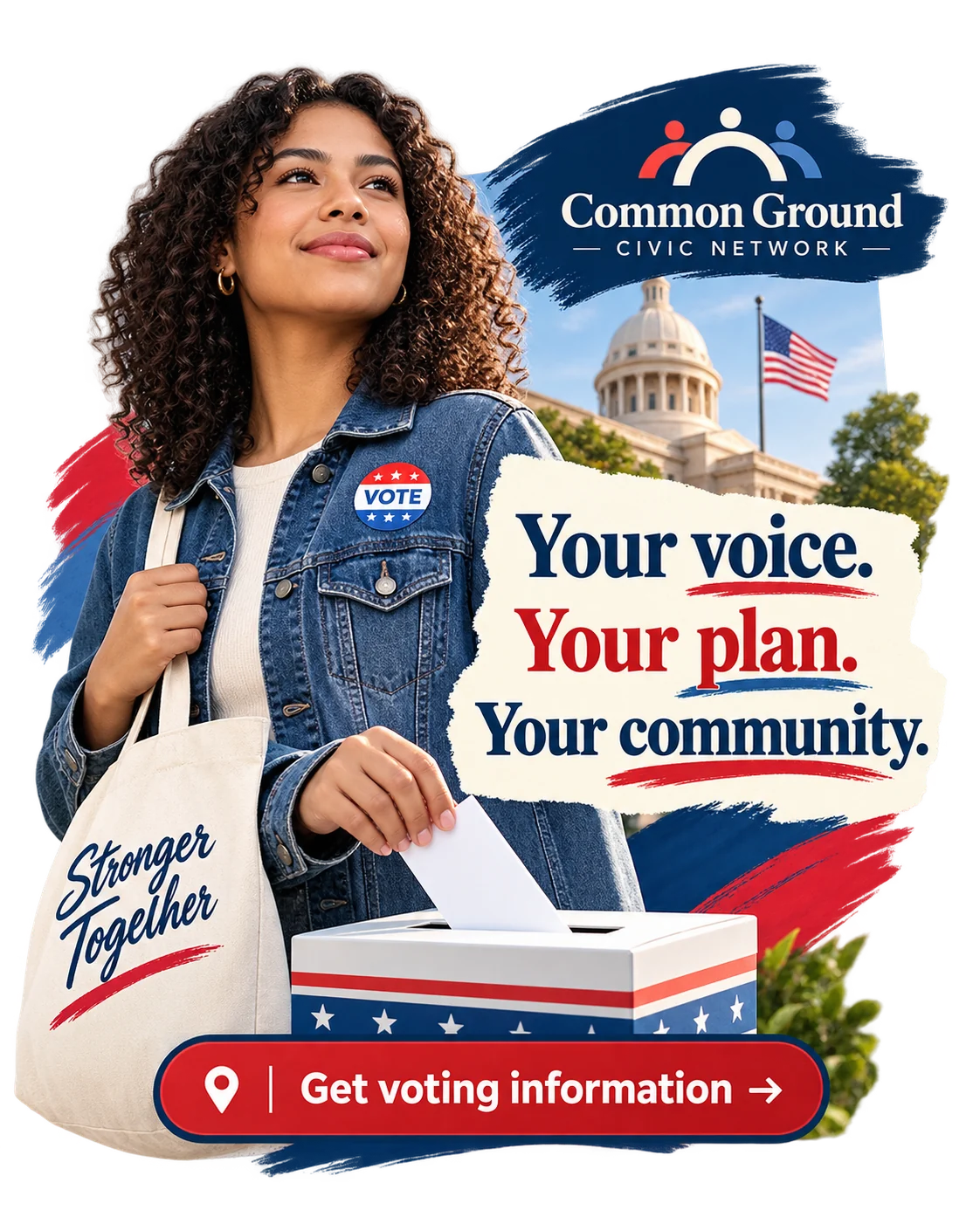 Turnout feed creative for a nonpartisan civic network.